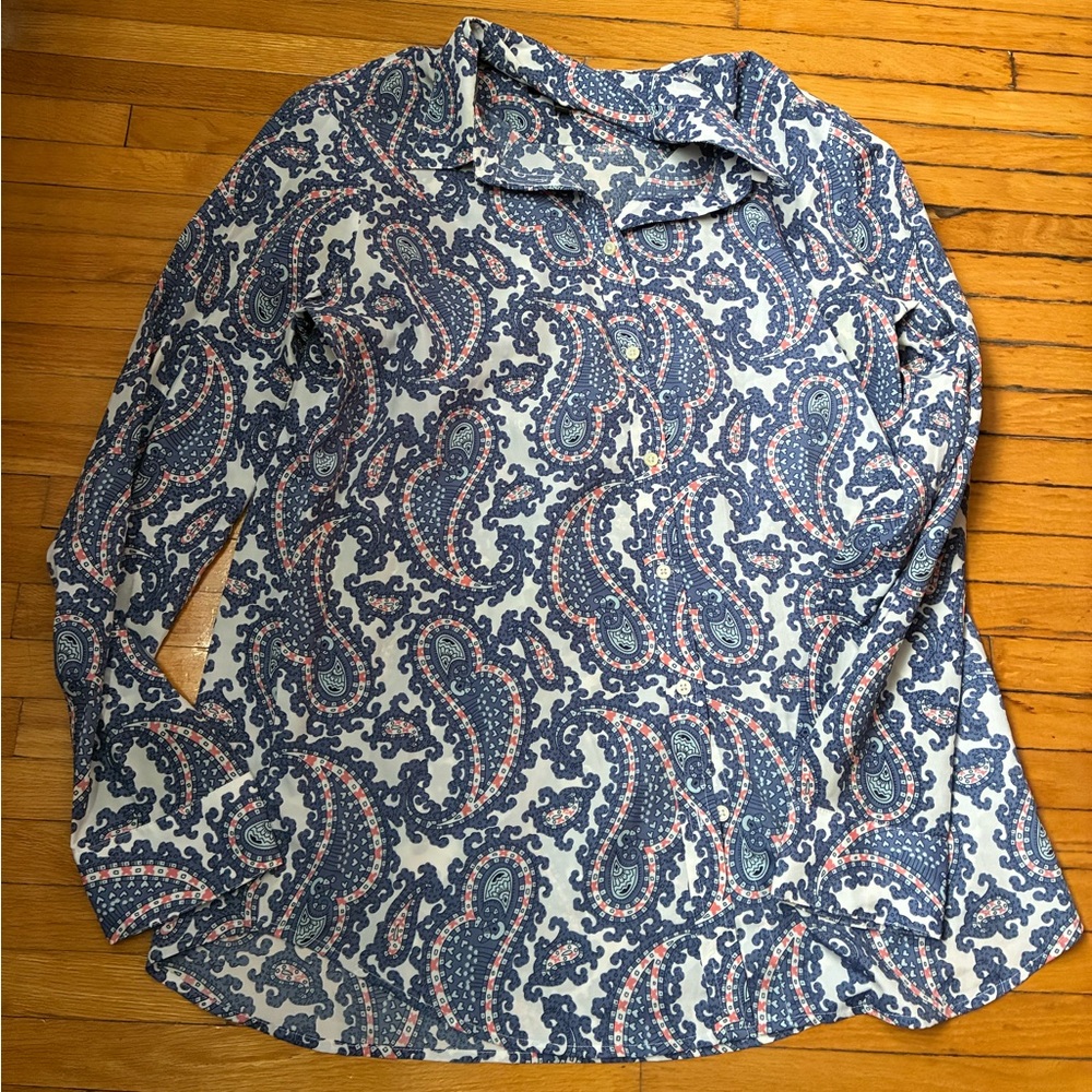 BananaRepublic Paisley Print Women's Top - Blue and White
